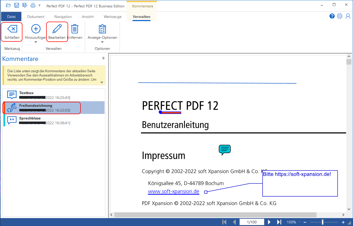 Kommentar Übersicht