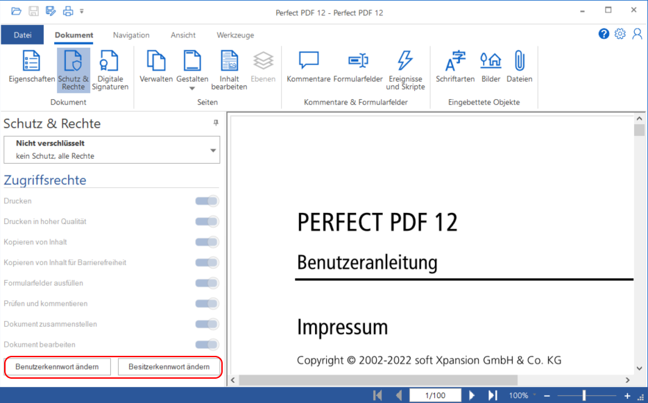 Benutzer und Besitzerkennwort Benutzer
und Besitzerkennwort