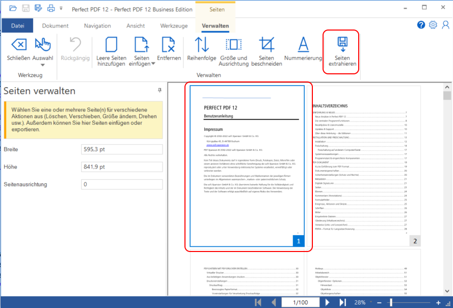 Einzelne Seite teilen