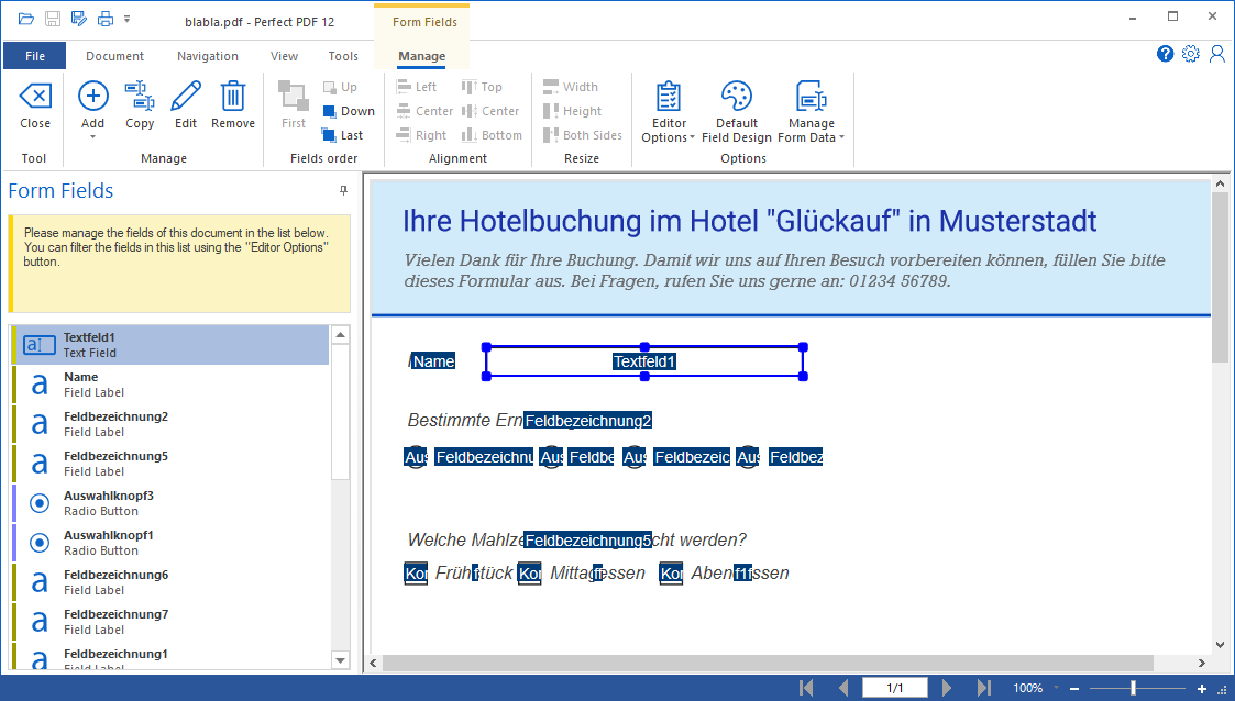 Formular Unterschrift und Barcode