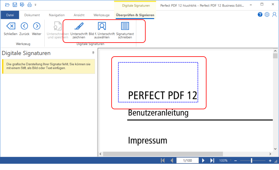 visuelle Darstellung der Signatur visuelle Darstellung der Signatur