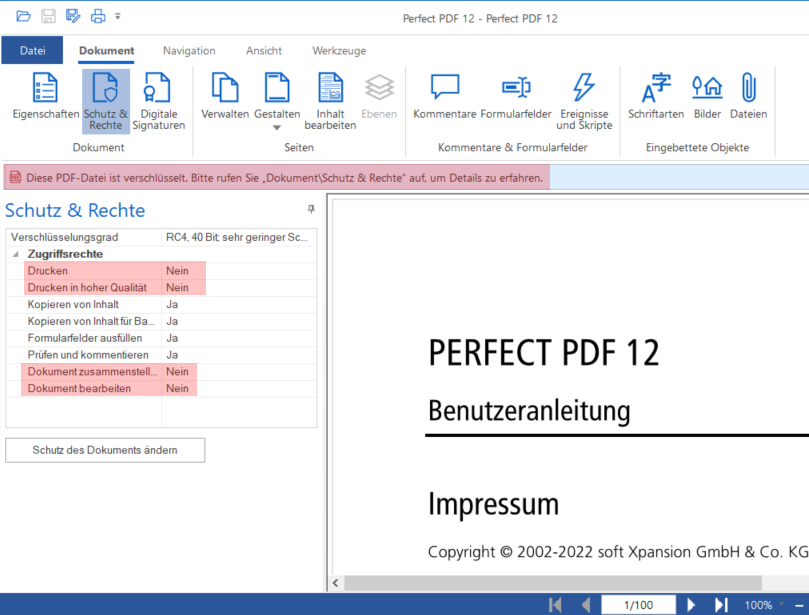 PDF Schutz löschen