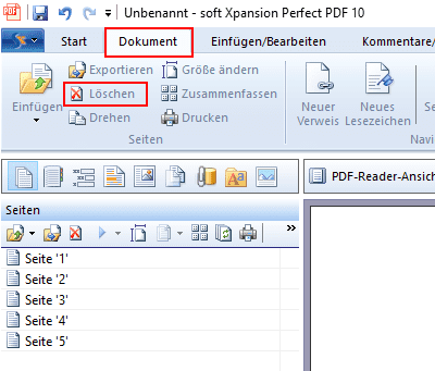 Seitenbereich aus PDF Dokument entfernen